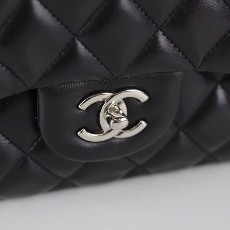 Jumbo Double Flap in Black Lambskin with SHW