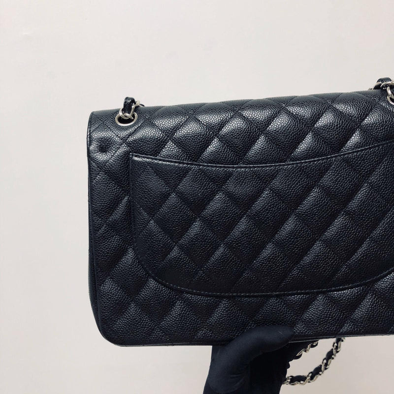 Classic Double Flap Jumbo Bag in Black Caviar with SHW