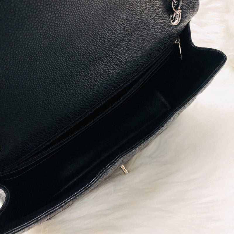 Classic Single Flap Maxi in Black Caviar Leather with SHW