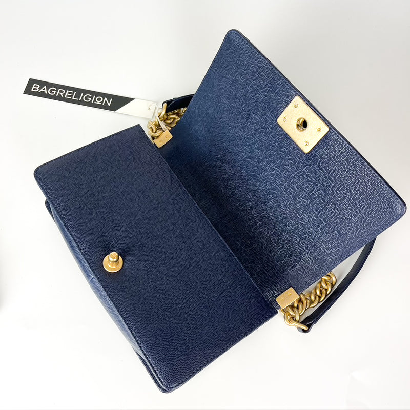 Navy Blue Old Medium Caviar Le Boy with GHW