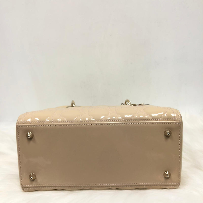 Lady Dior Patent Cannage Medium Bag in Beige