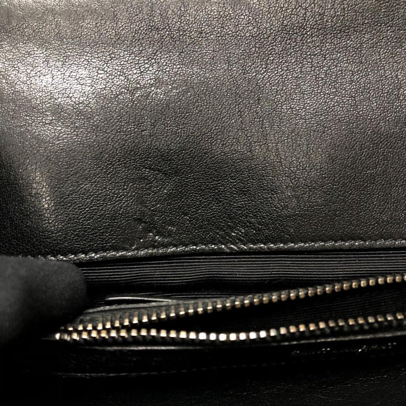 Medium Chevron College Leather Bag Black