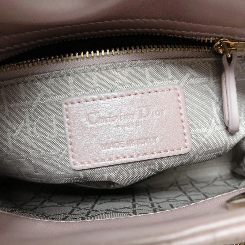 Mini Lady Dior Bag In Baby Pearly Pink with Champaign Hardware