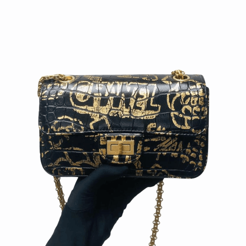 Chanel Classic Flap 2.55 Reissue Graffiti Crocodile Embossed Mini