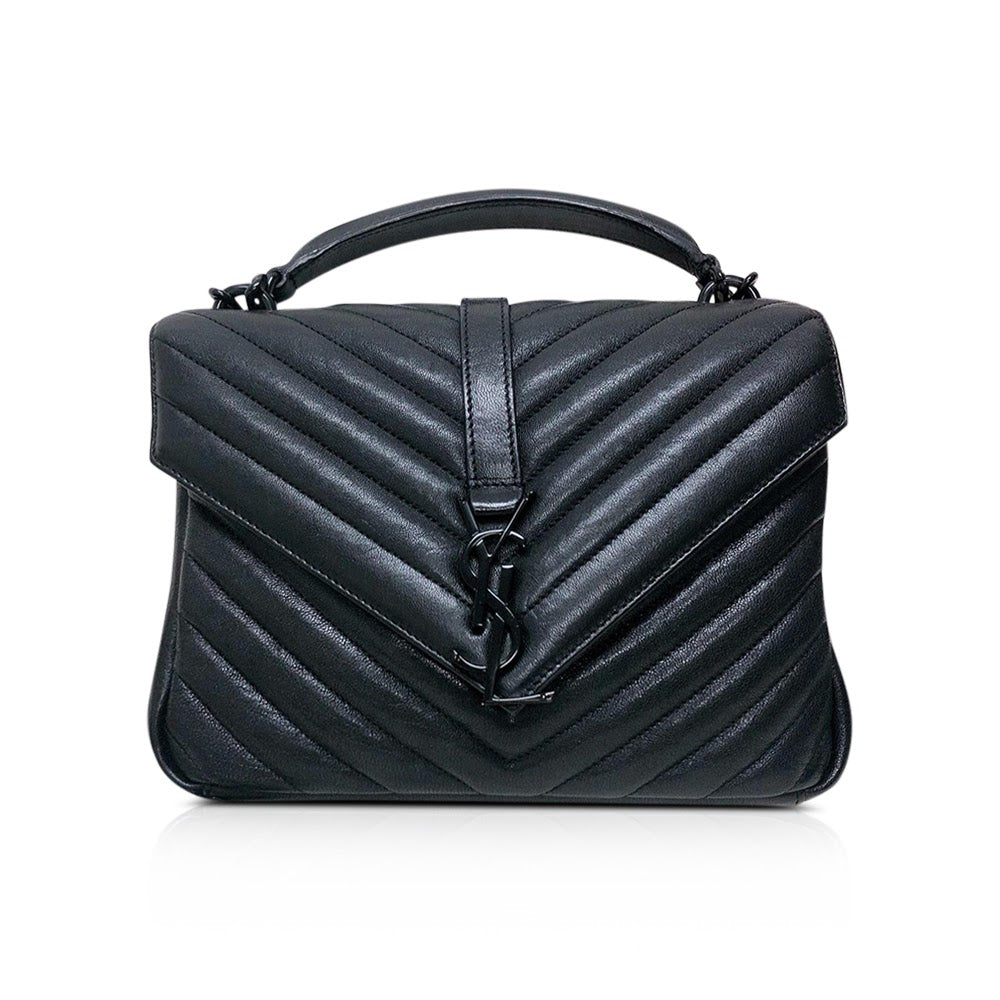 Medium College Leather Bag Black