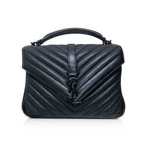 Medium College Leather Bag Black