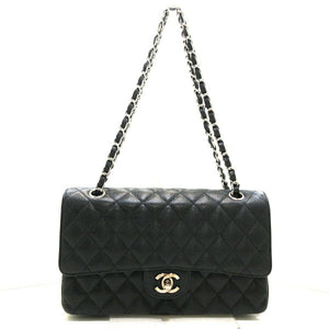 Classic Double Flap Caviar M/L in Black SHW