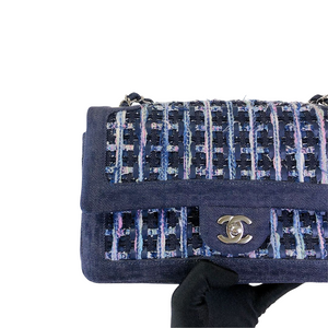 Tweed/Denim Medium Classic Flap Blue