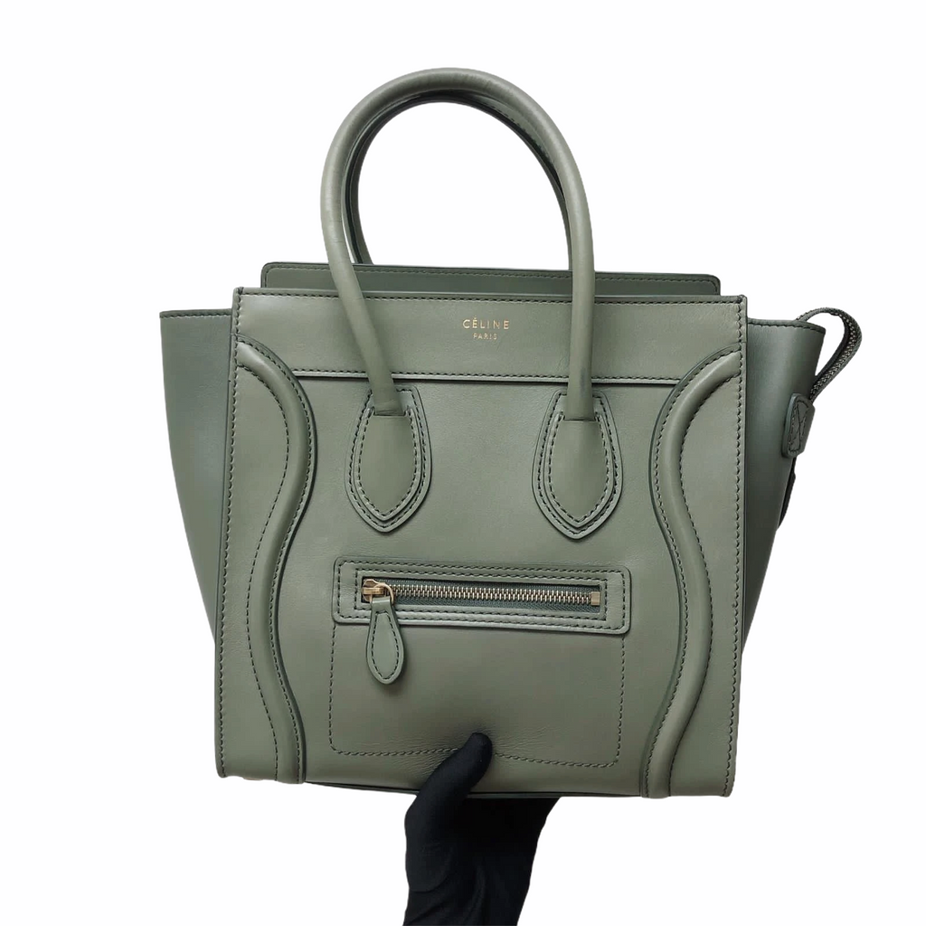 Mini Luggage in Smooth Calfskin Leather Tote - Almond