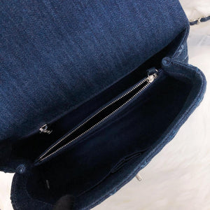 Blue Denim Quilted Medium Coco Handle Flap