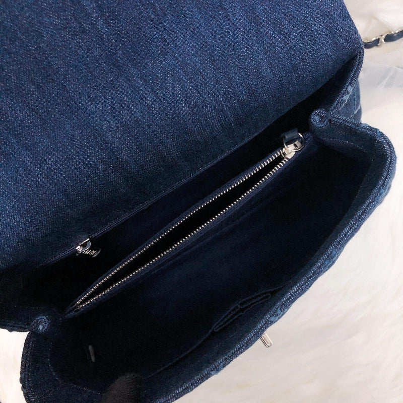 Blue Denim Quilted Medium Coco Handle Flap