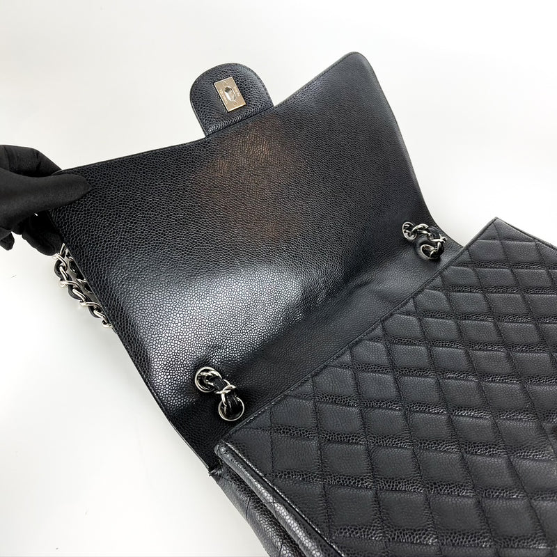 Maxi Single Flap Caviar Leather in Black SHW