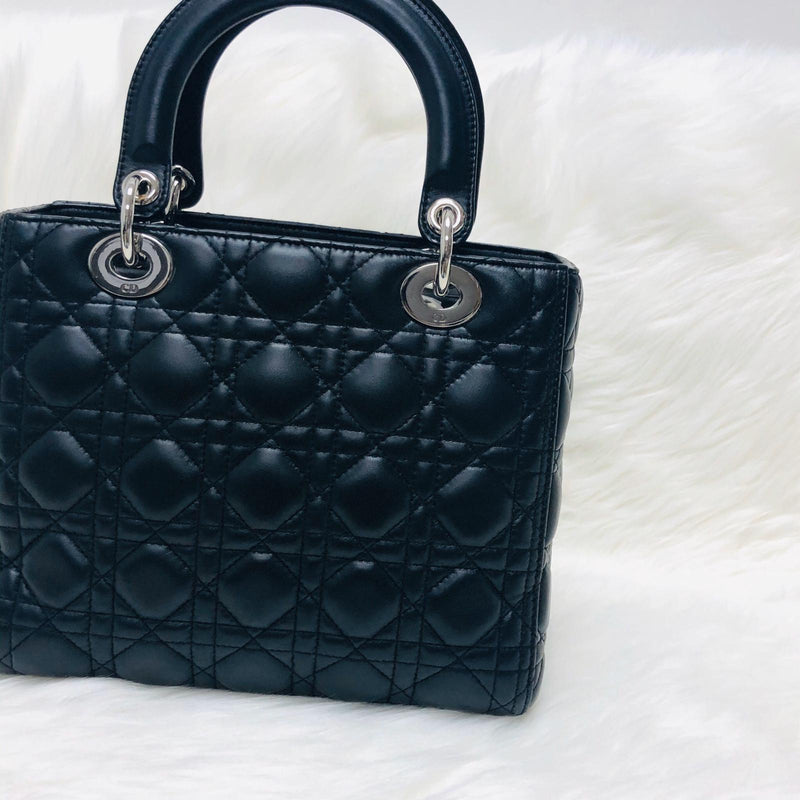 Medium Lady Dior Black Cannage Lambskin Bag with SHW