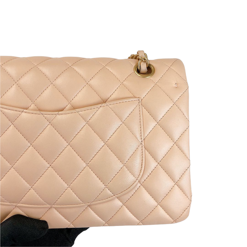 Classic Flap Medium Lambskin Beige GHW