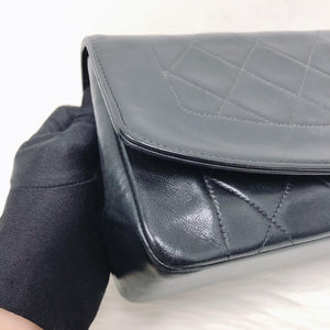 Small Classic Diana flap Black Lambskin GHW