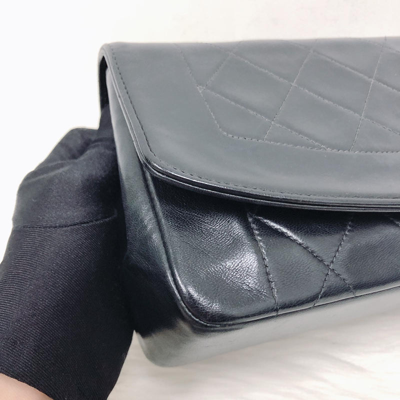Small Classic Diana flap Black Lambskin GHW