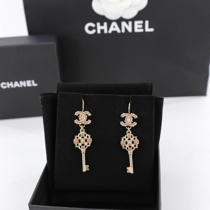 Dangling CC Key Piercing Earrings