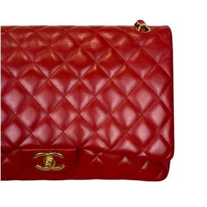 Double Flap Maxi Lambskin Red GHW