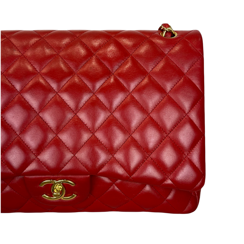 Double Flap Maxi Lambskin Red GHW