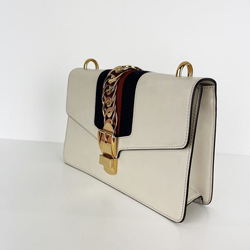 Sylvie Small Shoulder Bag in White GHW