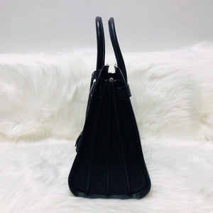 Small Sac De Jour in Black Grained Leather with strap