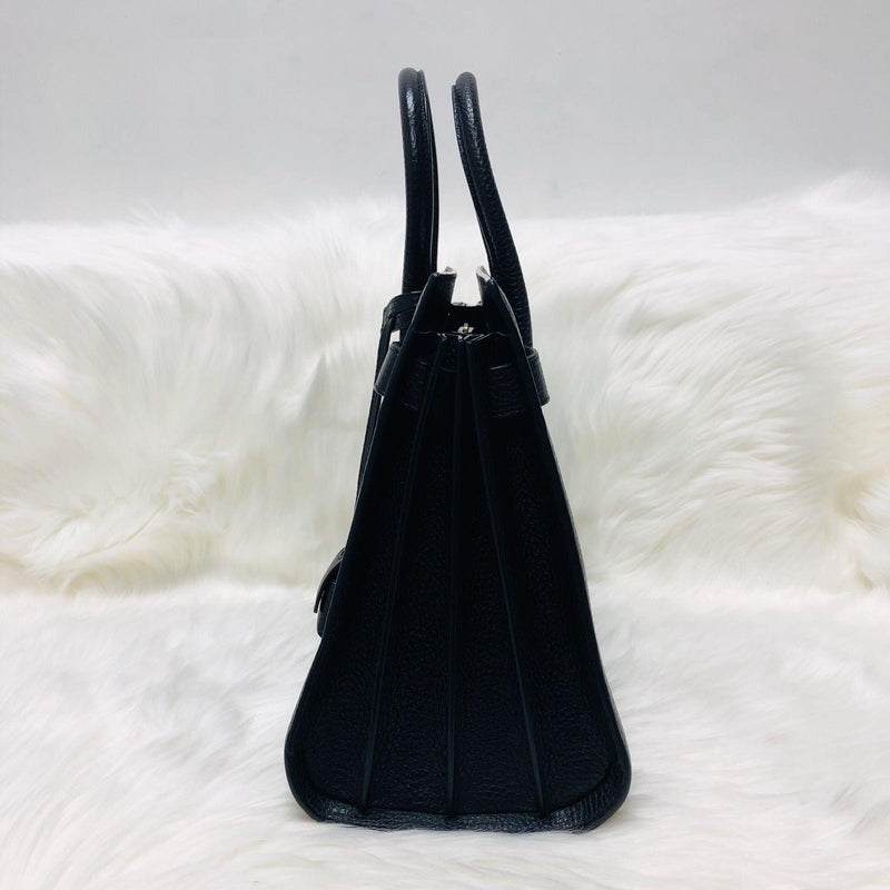 Small Sac De Jour in Black Grained Leather with strap