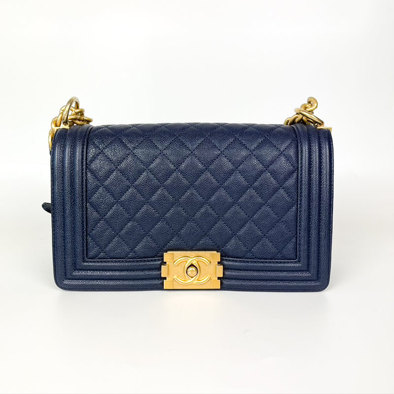 Navy Blue Old Medium Caviar Le Boy with GHW