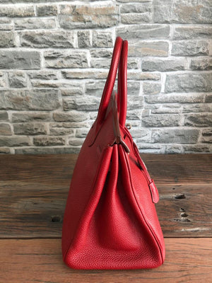 Birkin 35 Rouge Garance Togo K-Stamp with Palladium HDW
