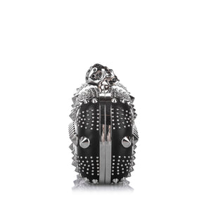 Studded Britannia Skull Leather Clutch Bag Black