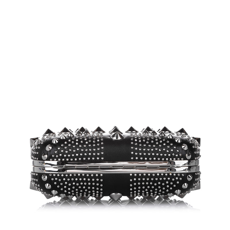 Studded Britannia Skull Leather Clutch Bag Black