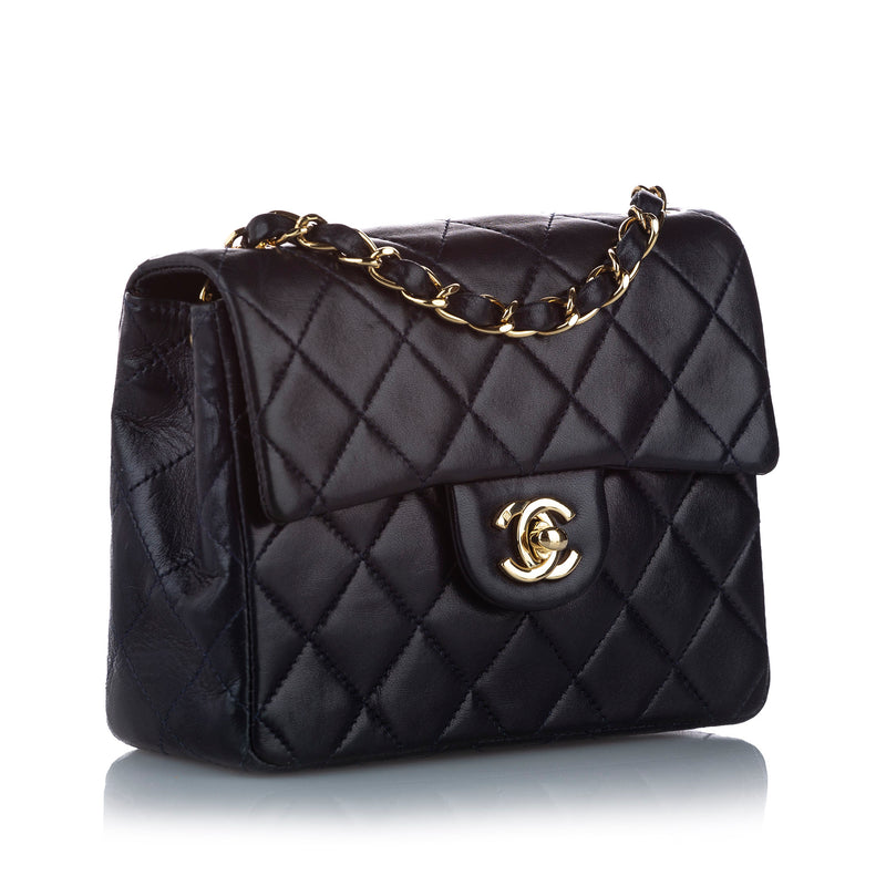 Mini Square Classic Lambskin Black GHW