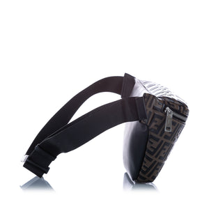 Embossed Zucca Leather Belt Bag Brown Black SHW