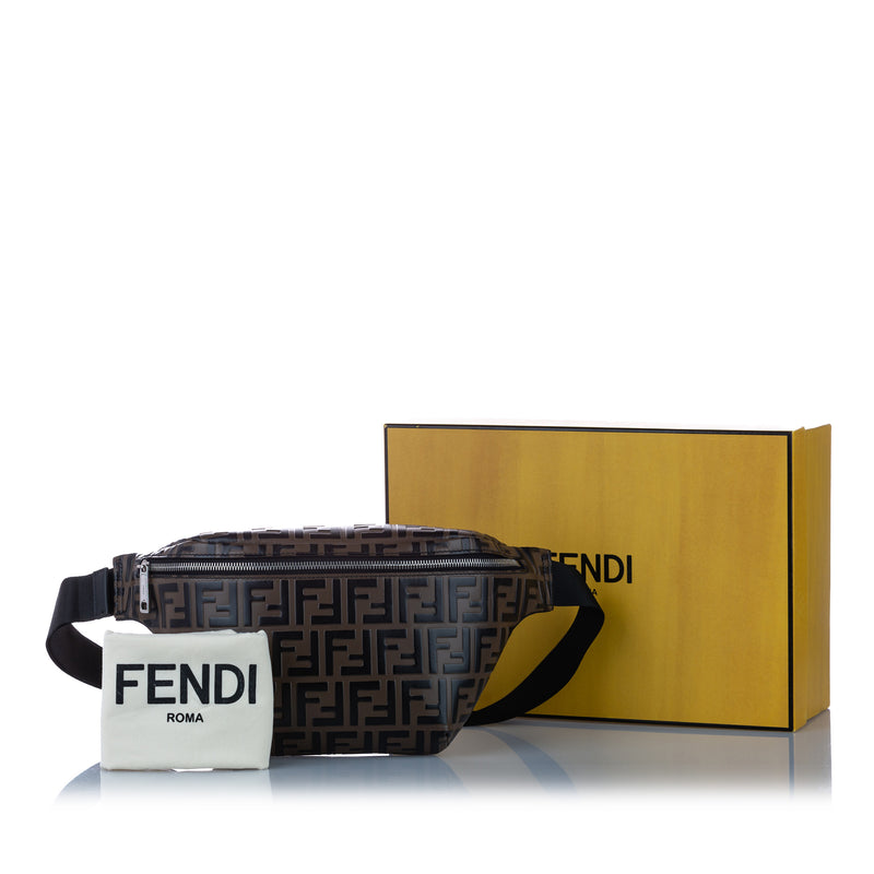 Fendi Embossed Zucca Leather Belt Bag Brown Black SHW – Bag Religion