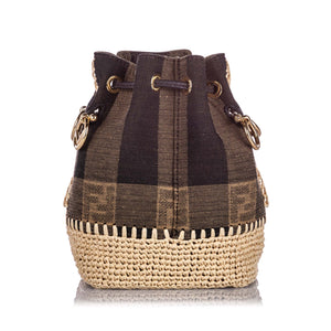 Mini Pequin Mon Tresor Canvas Bucket Bag Brown