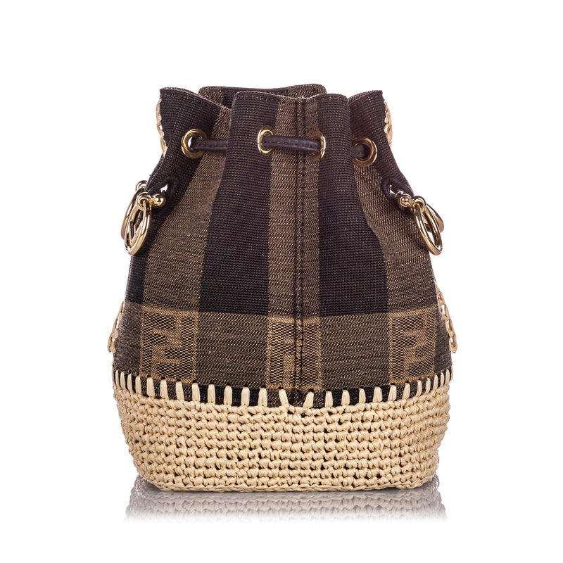 Mini Pequin Mon Tresor Canvas Bucket Bag Brown