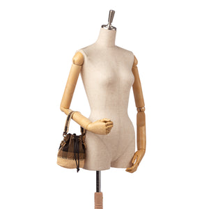 Mini Pequin Mon Tresor Canvas Bucket Bag Brown