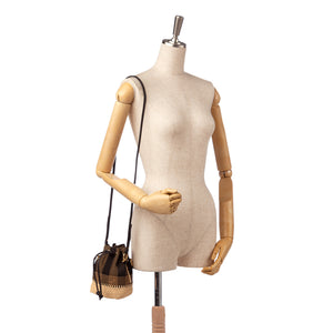 Mini Pequin Mon Tresor Canvas Bucket Bag Brown