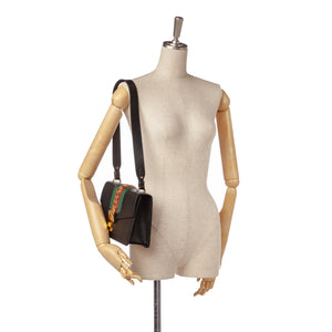Small Sylvie Leather Shoulder Bag Black GHW