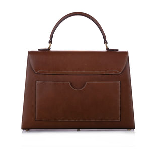 Medium Padlock Leather Satchel Brown