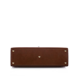 Medium Padlock Leather Satchel Brown