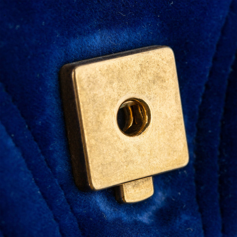 Mini GG Marmont Matelasse Velvet Crossbody Bag Blue - Bag Religion