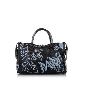 Small Motocross Graffiti Classic City Leather Satchel Black - Bag Religion