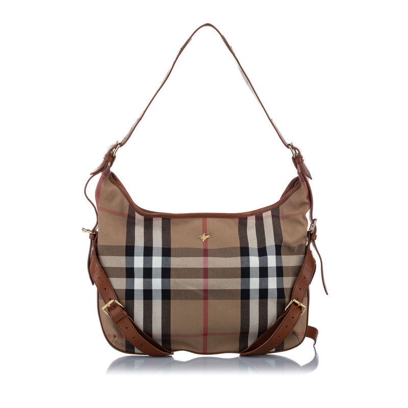 House Check Canvas Shoulder Bag Brown - Bag Religion