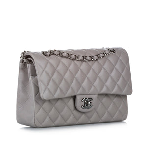 Classic Lambskin Leather Single Flap Bag Gray - Bag Religion