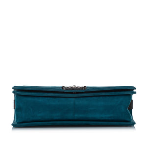New Medium Chevron Boy Suede Flap Bag Blue - Bag Religion