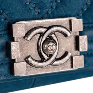 New Medium Chevron Boy Suede Flap Bag Blue - Bag Religion