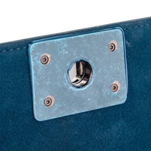 New Medium Chevron Boy Suede Flap Bag Blue - Bag Religion