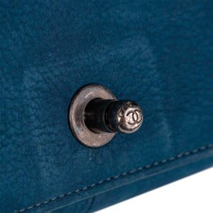 New Medium Chevron Boy Suede Flap Bag Blue - Bag Religion