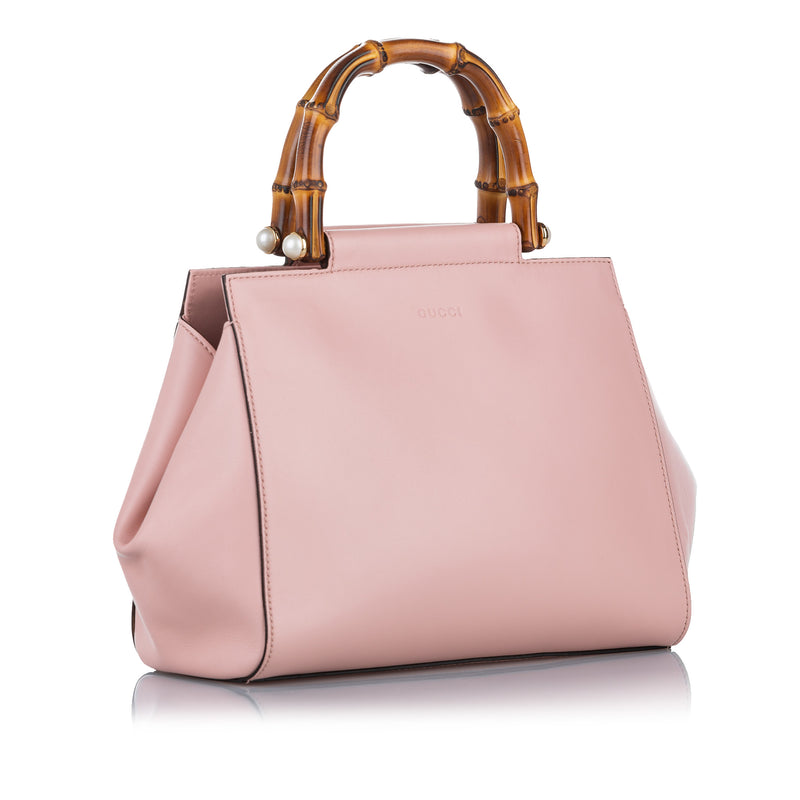 Small Bamboo Nymphaea Leather Satchel Pink - Bag Religion