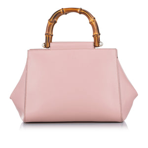 Small Bamboo Nymphaea Leather Satchel Pink - Bag Religion